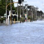 Photo taken on Oct. 14, 2022 shows a flooded area in Victoria, Australia. (Photo by Bai Xue/Xinhua/IANS)