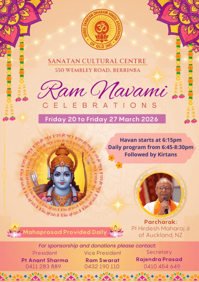 Ram Navami Celebrations 2026 at Sanatan Cultural Centre, Berrinba